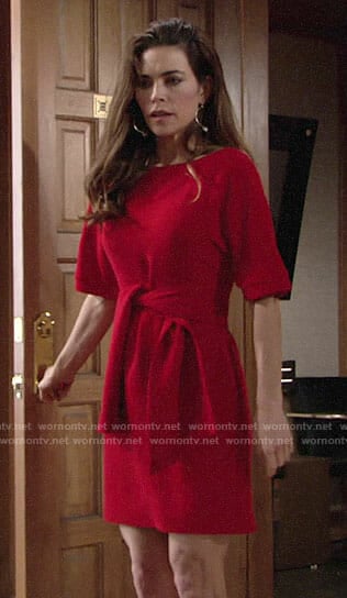 Victoria’s red tie-waist dress on The Young and the Restless