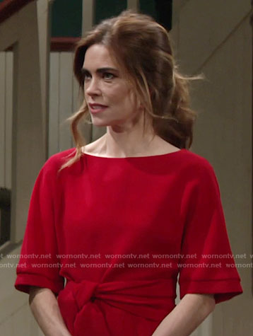 Victoria’s red tie-waist dress on The Young and the Restless