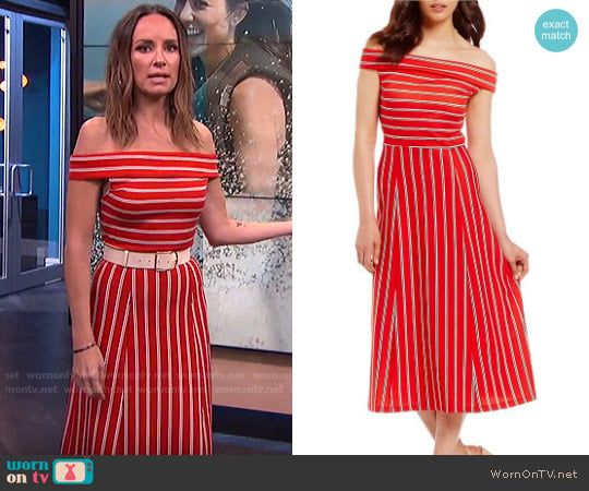 WAYF Rayan Off-the-Shoulder Striped Midi Dress worn by Catt Sadler on E! News