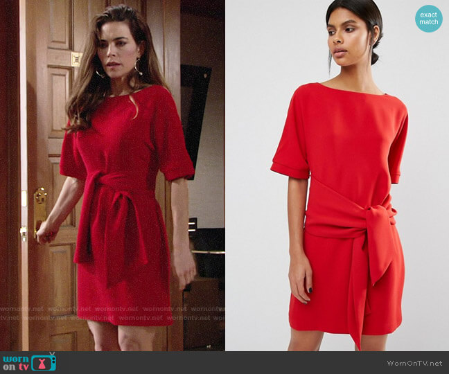 Whistles Cecil Dress in Red worn by Victoria Newman (Amelia Heinle) on The Young and the Restless