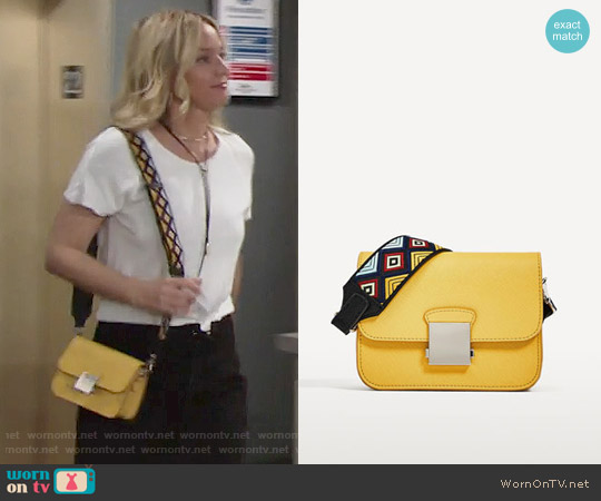 Zara Crossbody Bag with Multicolored Strap worn by Sharon Newman (Sharon Case) on The Young and the Restless