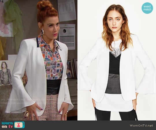 Zara Bell Sleeve Jacket worn by Sally Spectra (Courtney Hope) on The Bold and the Beautiful