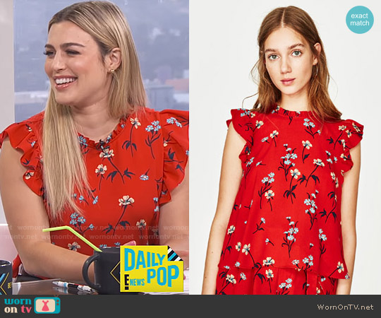 Zara Floral Print Top worn by Carissa Loethen Culiner on E! News