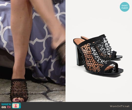 Zara High Heel Mesh Sandals worn by Phyllis Newman (Gina Tognoni) on The Young and the Restless