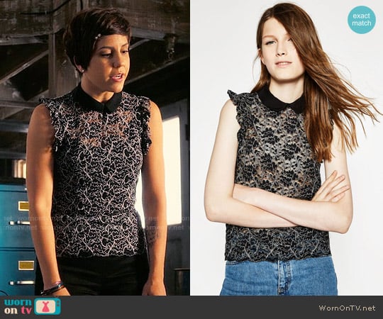 Zara Lace Top worn by Annie (Ellie Reed) on Girlboss