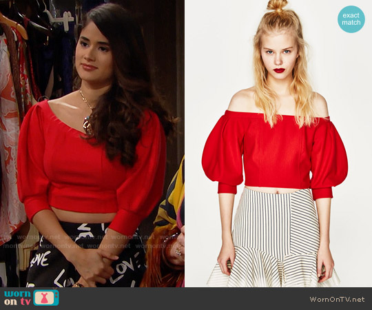 Zara Off The Shoulder Top worn by Darlita (Danube Hermosillo) on The Bold and the Beautiful
