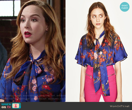 Zara Oriental Print Bodysuit worn by Mariah Copeland (Camryn Grimes) on The Young and the Restless