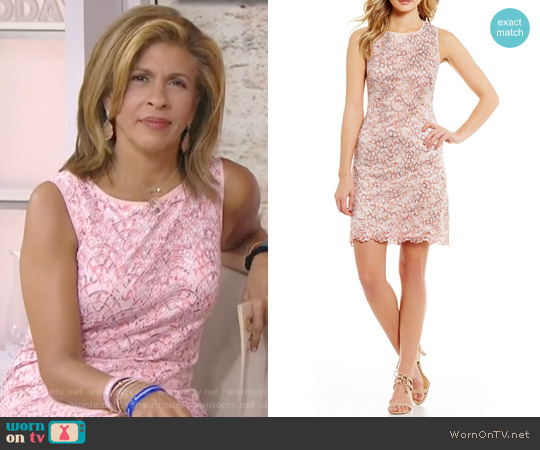 Adrianna Papell Nautilus Round Neck Sleeveless Shift Dress worn by Hoda Kotb on Today