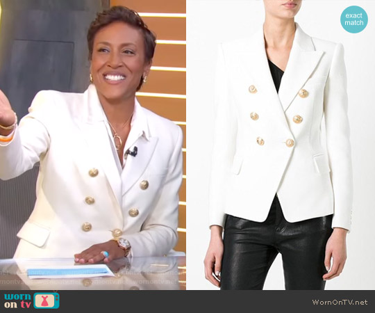 Balmain Double Breasted Blazer worn by Robin Roberts on Good Morning America