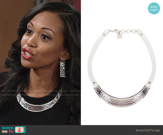 Bcbgmaxazria Hammered Metal Plate Necklace worn by Hilary Curtis (Mishael Morgan) on The Young and the Restless