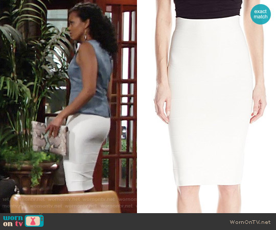 Bcbgmaxazria Leger Skirt in White worn by Hilary Curtis (Mishael Morgan) on The Young and the Restless