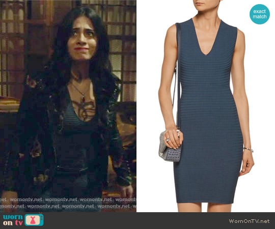 T by Alexander Wang Cutout ribbed-knit mini dress worn by Isabelle Lightwood (Emeraude Toubia ) on Shadowhunters