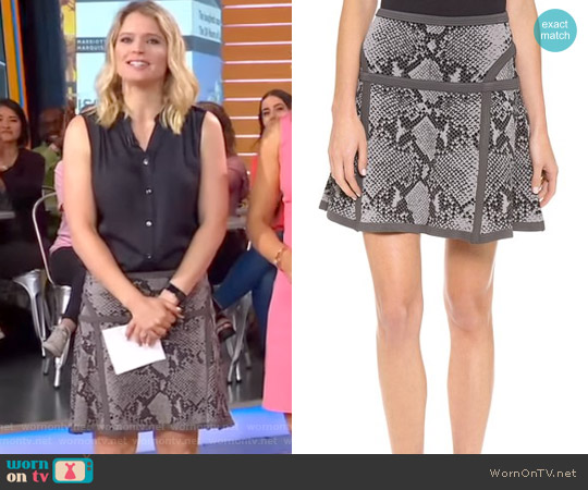 Diane von Furstenberg Flote Snakeskin Skirt worn by Sara Haines on Good Morning America