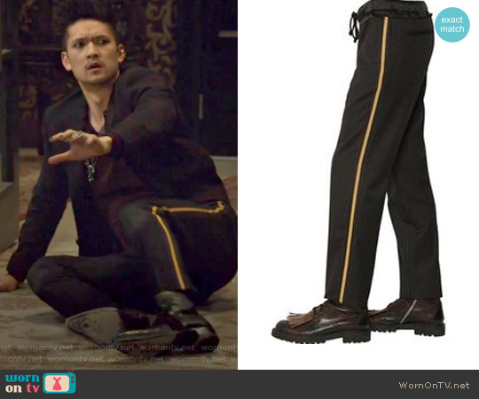 Dries Van Noten Philip Rolled Cuff Wool Pants worn by Magnus Bane (Harry Shum Jr.) on Shadowhunters