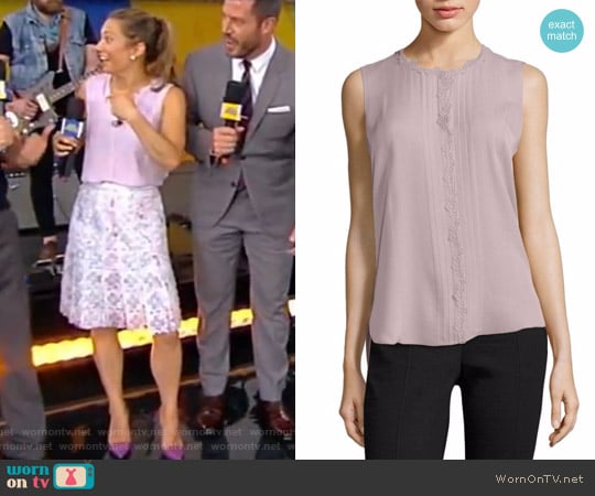 Elie Tahari Amerie Embellished Silk Top worn by Ginger Zee on Good Morning America