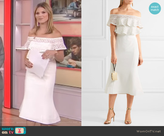 Rebecca Vallance Farina Ruffled Lace and Stretch-crepe Dress worn by Jenna Bush Hager on Today