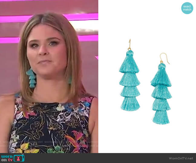 Baublebar Gabriela Fringe Drops in Turquoise worn by Jenna Bush Hager on Today
