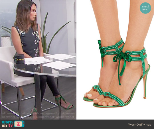 Gianvito Rossi Satin and lamé sandals worn by Catt Sadler on E! News