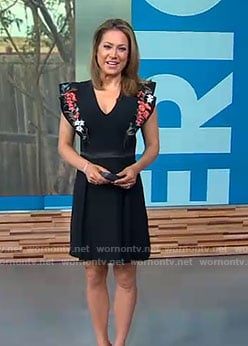 Ginger’s black embroidered v-neck dress on Good Morning America