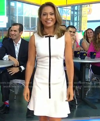Ginger’s white dress with ribbon on Good Morning America