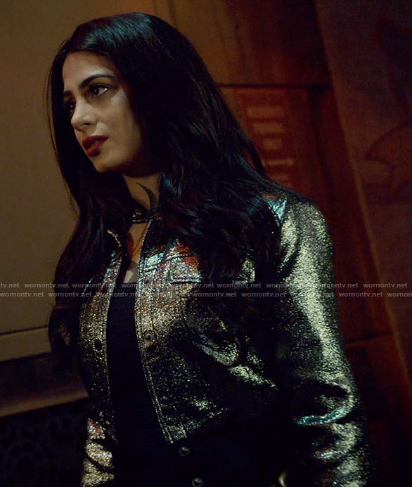 Isabelle’s silver cropped jacket on Shadowhunters