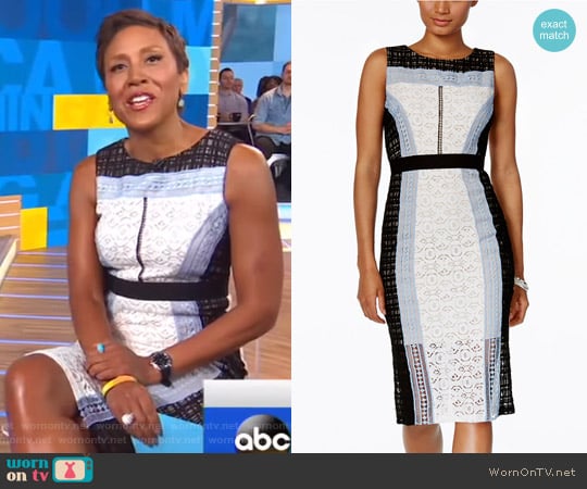 Jax Colorblocked Lace Sheath Dress worn by Robin Roberts on Good Morning America