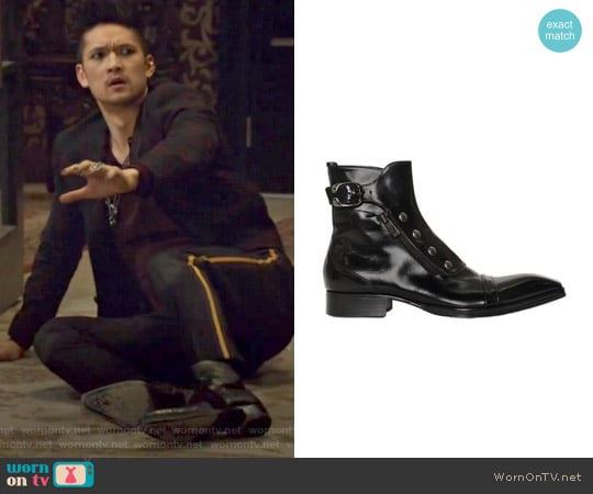 Jo Ghost Polished Leather Ankle Boots worn by Magnus Bane (Harry Shum Jr.) on Shadowhunters