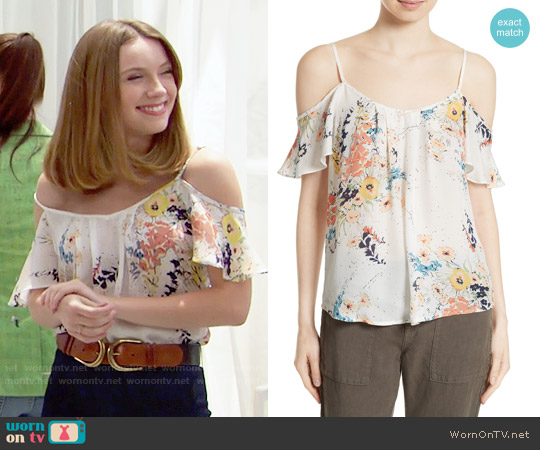 Joie Adorlee Blouse in Porcelain worn by Coco Spectra (Courtney Grosbeck) on The Bold and the Beautiful