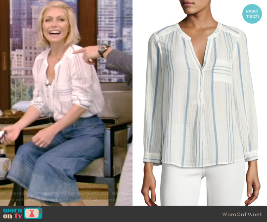Joie Almae Striped Gauze Top worn by Kelly Ripa on Live with Kelly and Mark