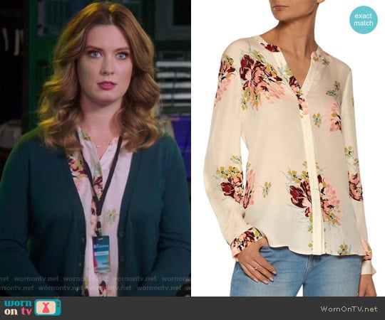 joie Devitri floral-print silk crepe de chine blouse worn by Katherine Wendelson (Briga Heelan) on Great News