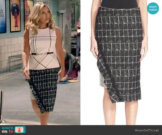 Jonathan Simkhai Asymmetrical Ruffle Pencil Skirt worn by Maxine Robinson (Vanessa Williams) on Daytime Divas