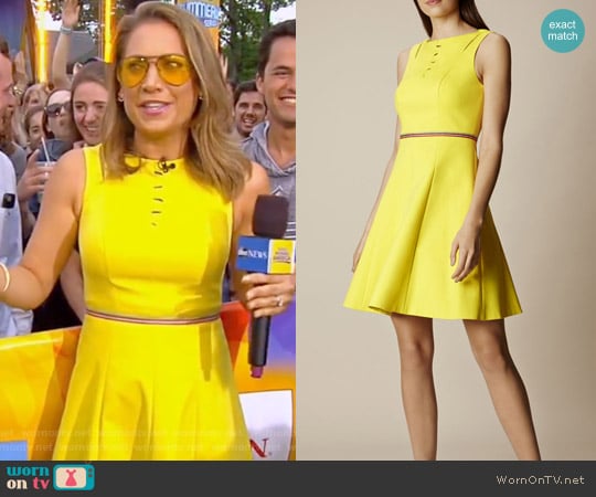 Karen Millen Yellow Lace Up Cotton Dress worn by Ginger Zee on Good Morning America