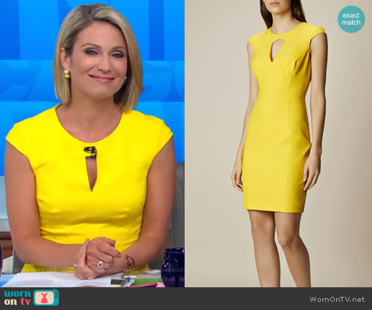 Karen Millen Yellow Scuba Pencil Dress worn by Amy Robach on Good Morning America