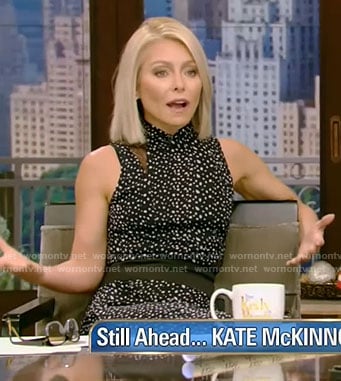 Kelly’s black lace panel dress on Live with Kelly and Ryan