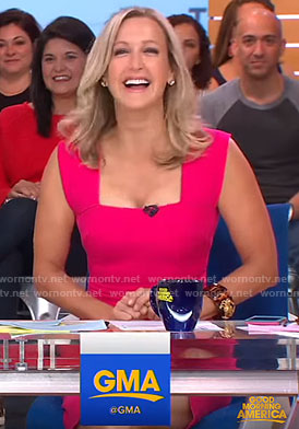 Lara’s pink square neck dress on Good Morning America
