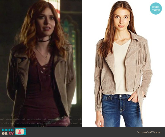 Moon River Suede Fringe Biker Jacket worn by Clary Fray (Katherine McNamara) on Shadowhunters