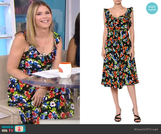 MSGM Floral Sleeveless Silk Midi Dress worn by Jenna Bush Hager on Today