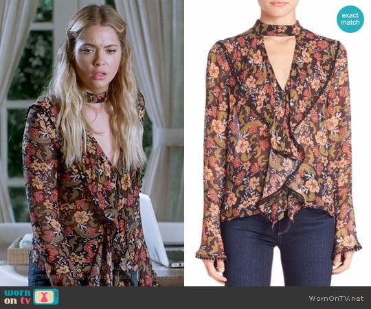 Nicholas Floral Frill Cut-Out Top worn by Hanna Marin (Ashley Benson) on Pretty Little Liars