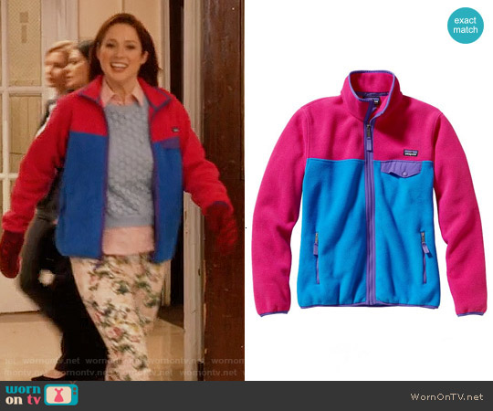 Patagonia Full Zip Snap-T Fleece Jacket worn by Kimmy Schmidt (Ellie Kemper) on Unbreakable Kimmy Schmidt