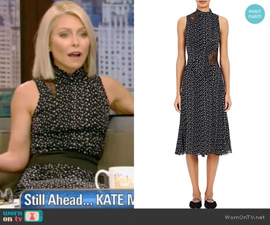 Proenza Schouler Lace-Inset Silk Midi-Dress worn by Kelly Ripa on Live with Kelly and Mark