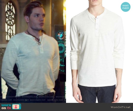 Rag & Bone Standard Issue Slub Cotton Henley worn by Jace Wayland (Dominic Sherwood) on Shadowhunters