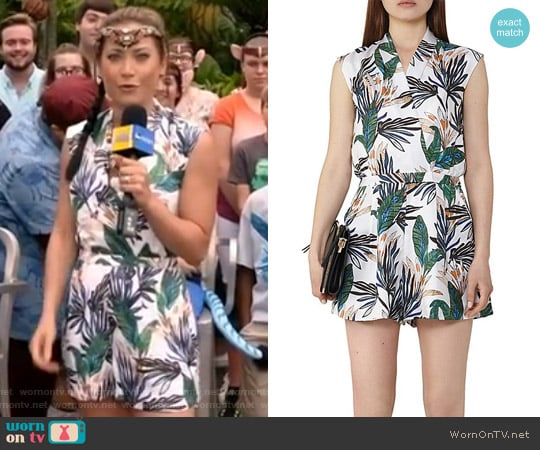 Reiss Bette Printed Silk Romper worn by Ginger Zee on Good Morning America