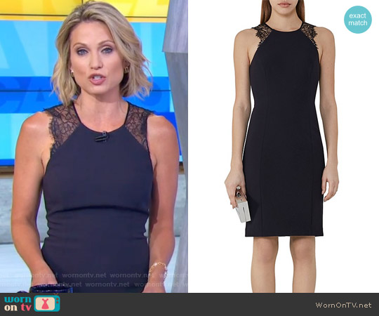 Reiss Saturn Lace-Trimmed Dress worn by Amy Robach on Good Morning America