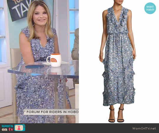Saloni Lizzie Ruffled Silk Maxi Dress worn by Jenna Bush Hager on Today