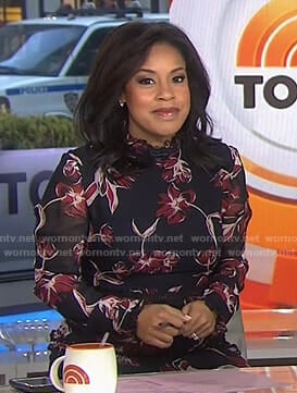 Sheinelle’s black floral ruffled dress on Today