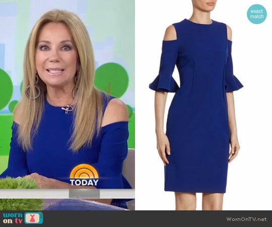 Teri Jon by Rickie Freeman Cold Shoulder Bell Sleeve Dress worn by Kathie Lee Gifford on Today