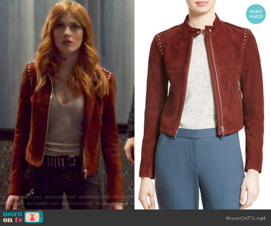 Theory Bavewick Jacket worn by Clary Fray (Katherine McNamara) on Shadowhunters