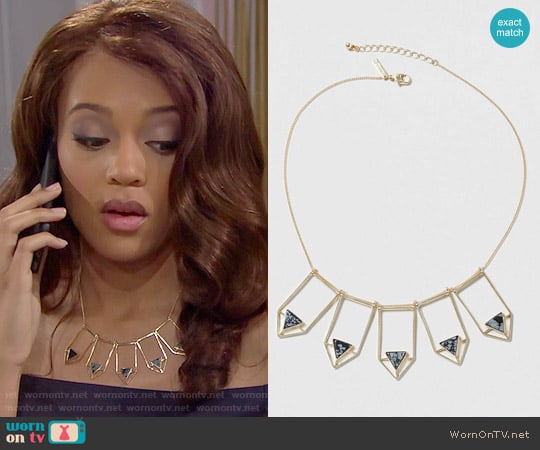 Topshop Semi Precious Arrow Collar Necklace worn by Nicole Avant (Reign Edwards) on The Bold and the Beautiful