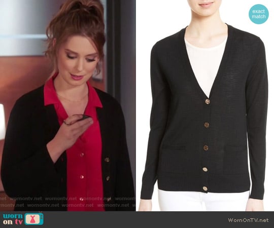 Tory Burch Madeline Merino Wool Cardigan worn by Katherine Wendelson (Briga Heelan) on Great News