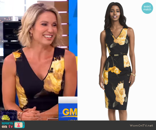 White House Black Market Floral Sheath Dress worn by Amy Robach on Good Morning America